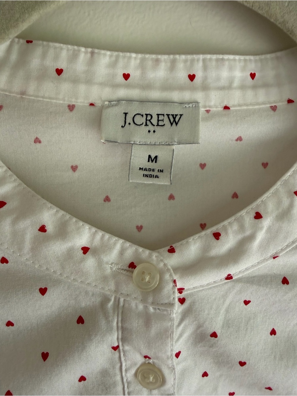 J. Crew Mini Heart Print White Ruffle Button Down Blouse Size M - Picture 4 of 7